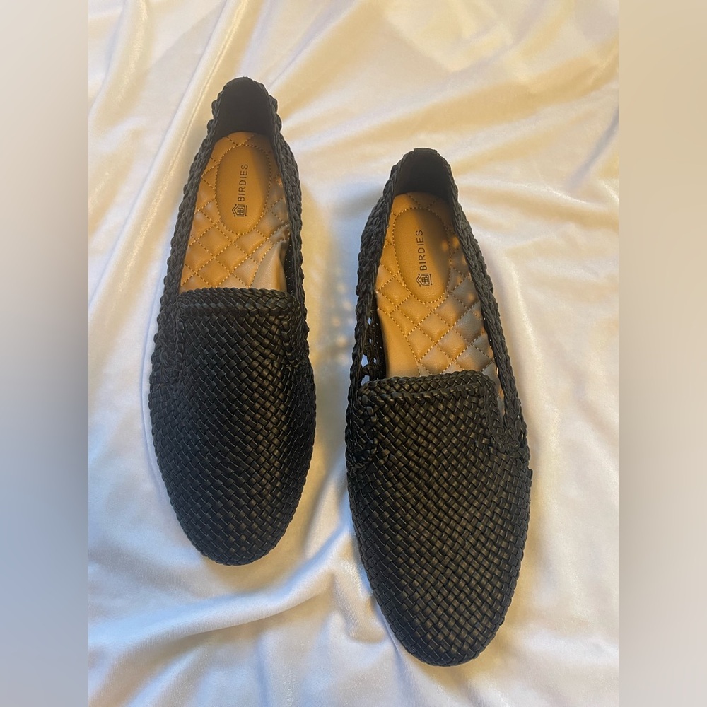 Birdies Black Woven Loafers